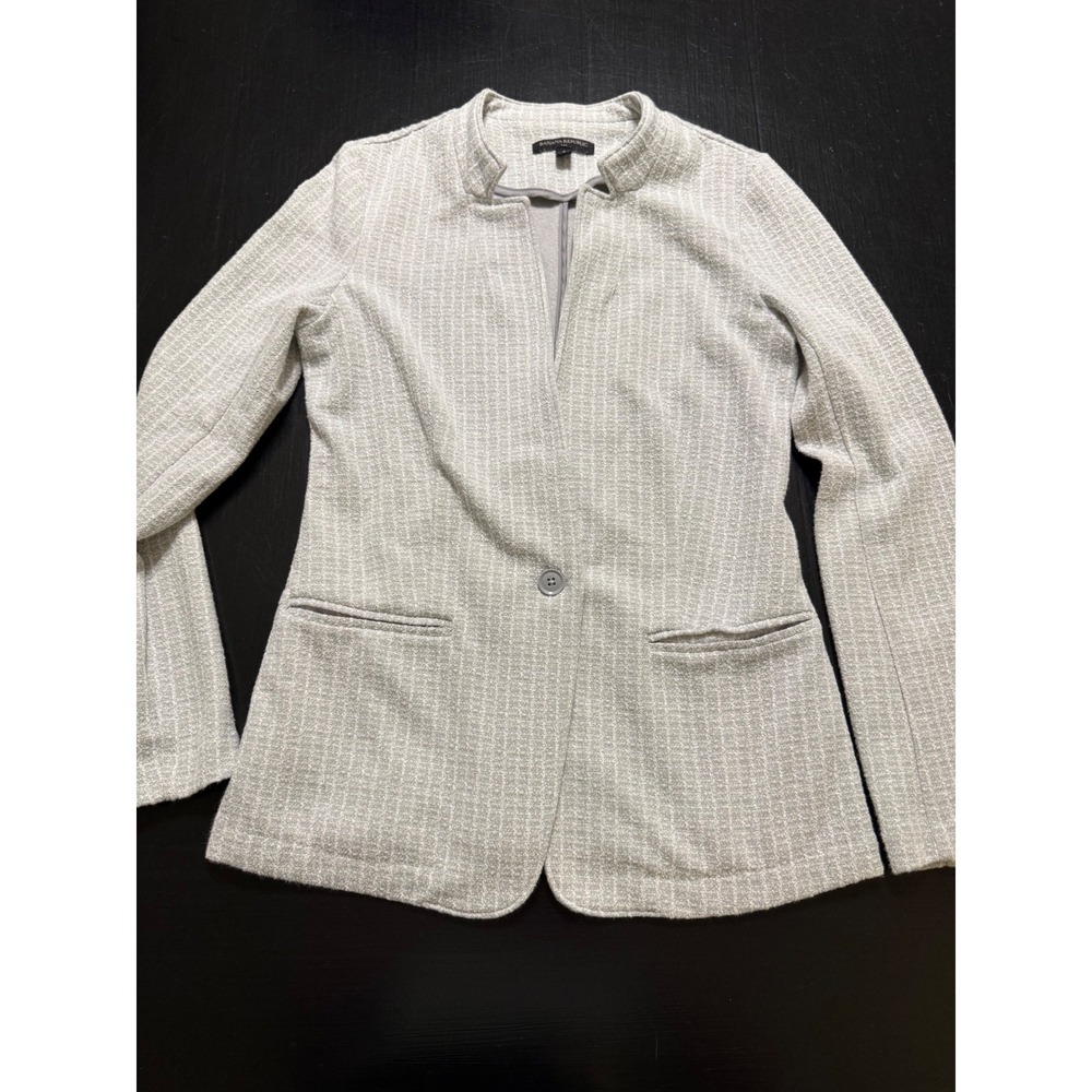 Banana Republic Womens Gray White Textured Knit Stand Collar Blazer Size S